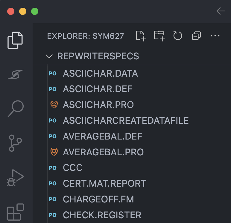 VS Code Explorer before enabling the PowerOn Pro file icon theme